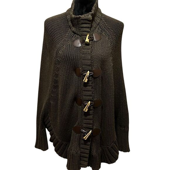 Michael Kors Brown Chunky Knit Cardigan with High Collar size XS - Picture 3 of 14